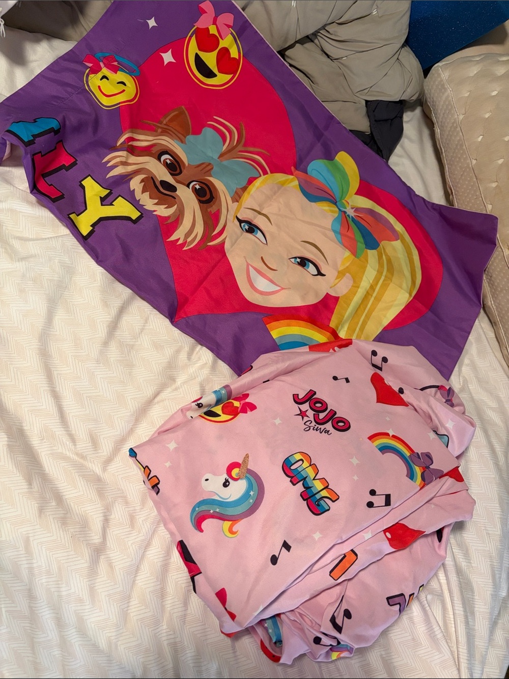 JoJo Siwa Pink Unicorn & Rainbow Kids Twin Sheet Set